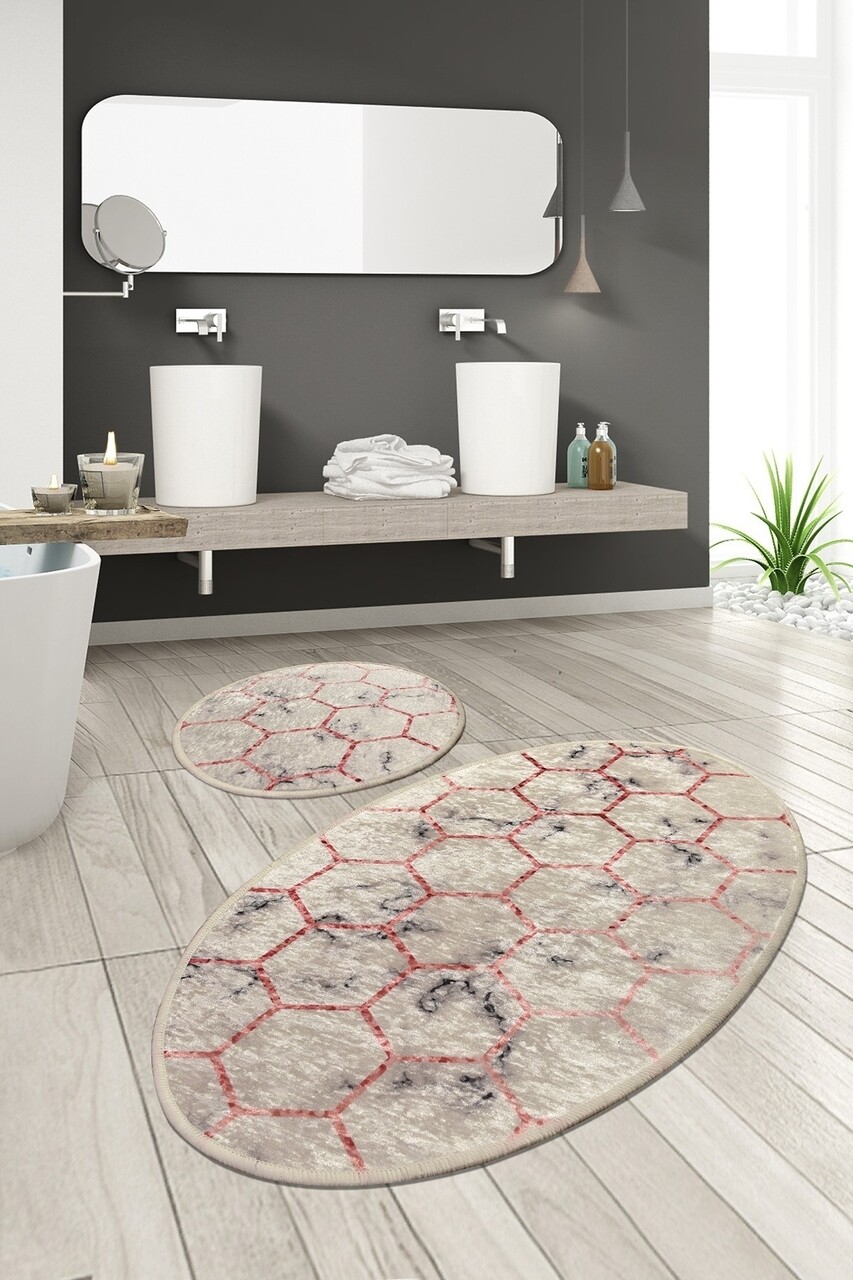 Set 2 covorase de baie Honeycomb, Chilai, 50x60 cm/60x100 cm, multicolor - imagine 5